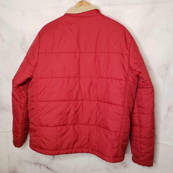 LANDS' END Men's Red Puffer Zipper Up Snap Button Jacket Coat L - Picture 6 of 12